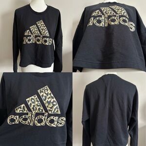 Leopard Print Adidas Cropped Sweatshirt